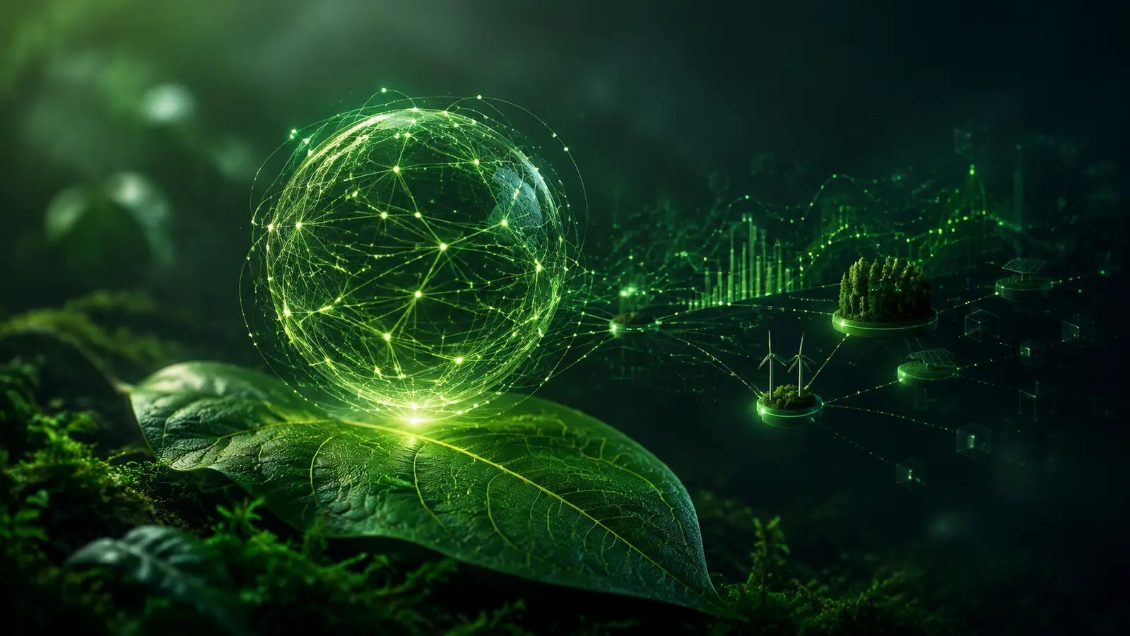 Artificial intelligence network connected to a living leaf and renewable energy systems